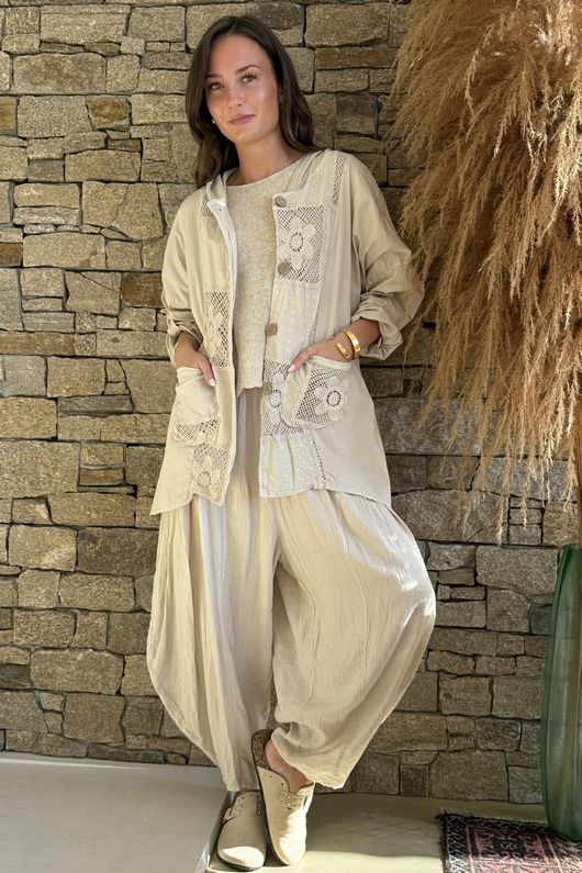 Rowan Crochet Patch Hooded Jacket Stone